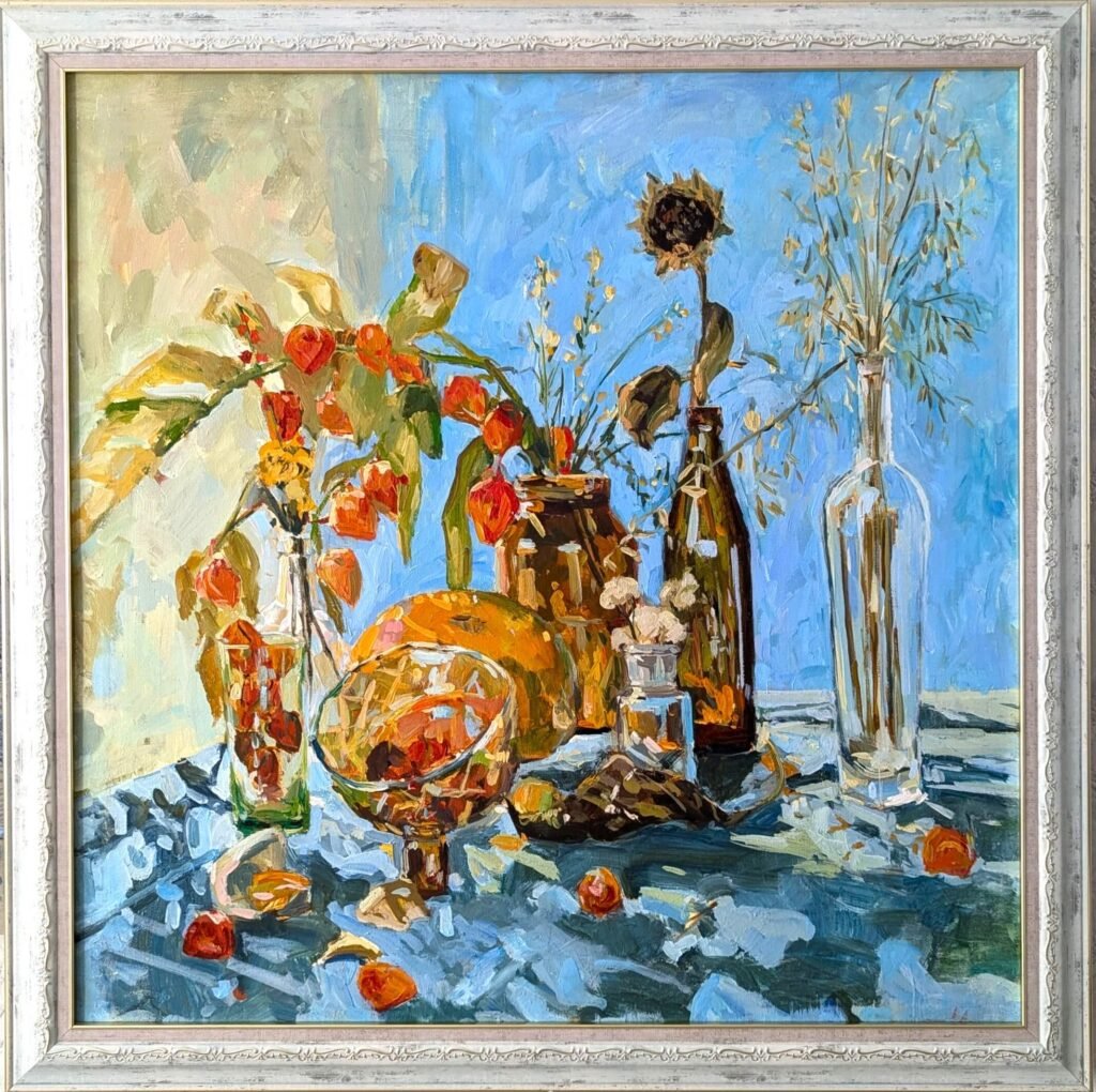 живопись маслом, осенний натюрморт, сухоцветы в искусстве